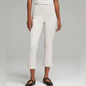 Lululemon Bone Cream Ribbed Softstream Zip Leg High Rise Crop Pants